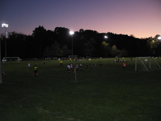 Youngsters of the Haddon Heights Soccer Club vigorously chase the ball during an October 18 contest at the Joseph I. McCullough Jr. Athletic Complex in Haddon Heights, otherwise known as the Devon Avenue fields.