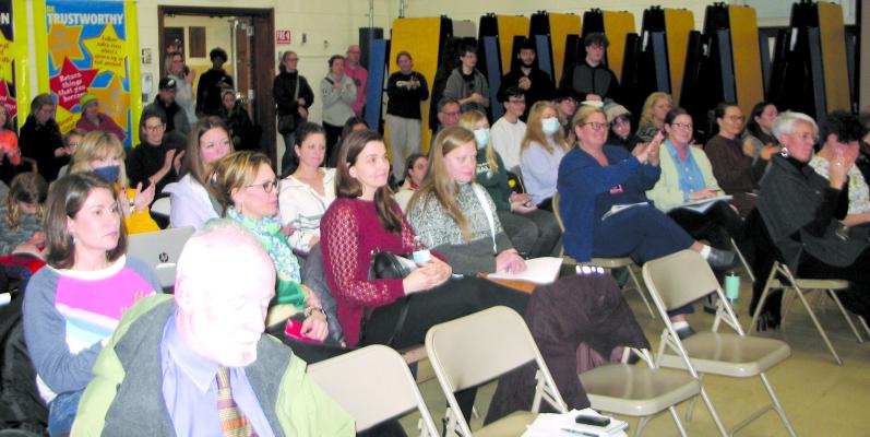 FULL HOUSE: Students, teachers and community members turned up for Monday night’s Collingswood school board meeting. 